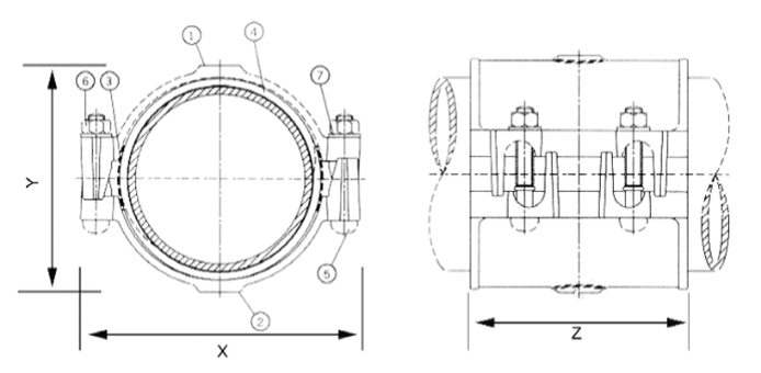 Hegawa ductiel ijzeren reparatieklemmen, 2-delig